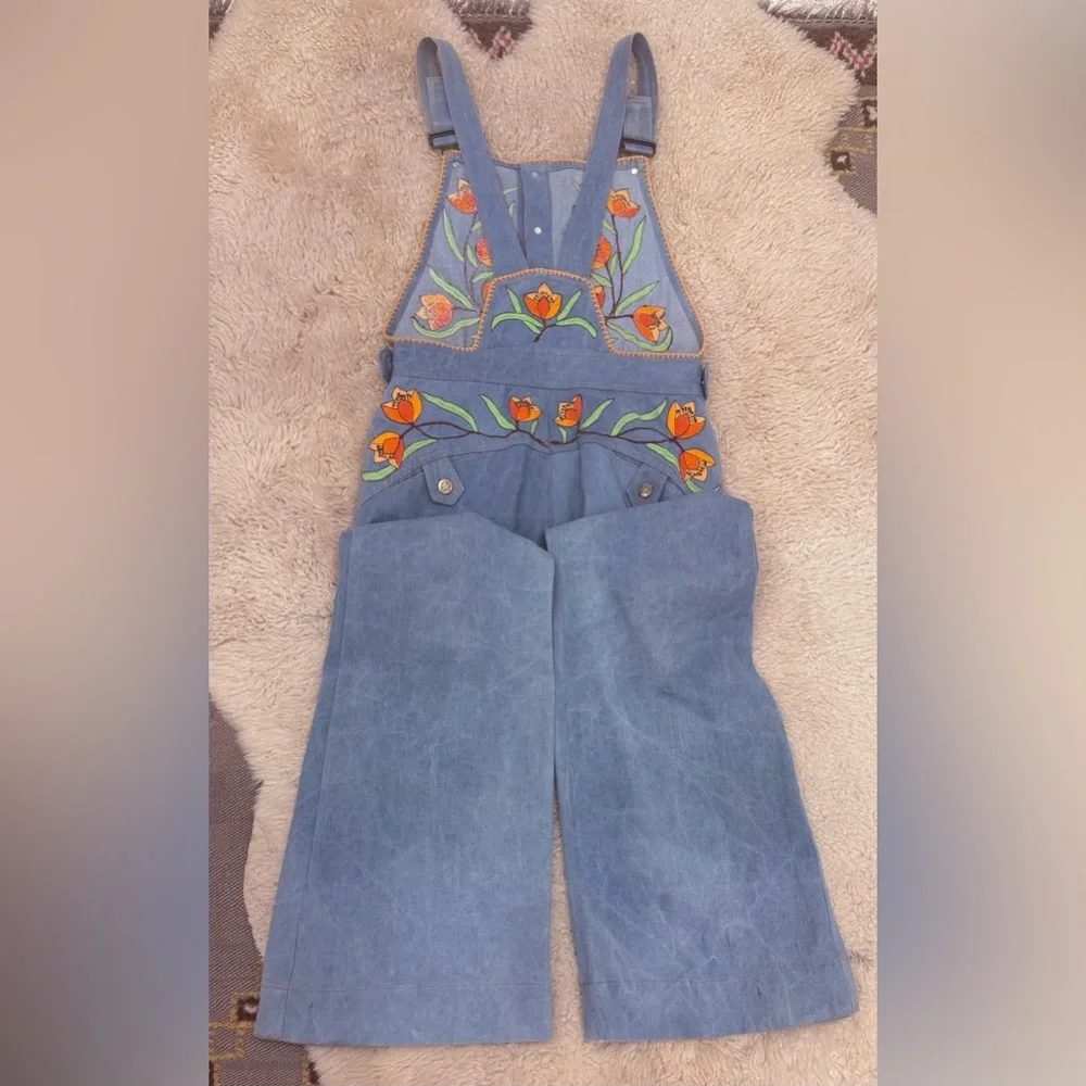 Chasing Unicorns Denim Overalls with Floral Embroidery - Picture 9 of 10